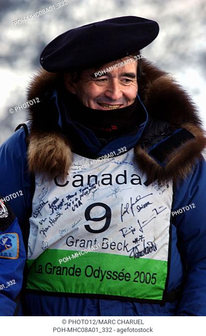Close up of a musher on the Grand Odyssee course 2005