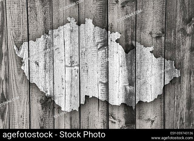 Karte von Tschechien auf verwittertem Holz - Map of Czech Republic on weathered wood