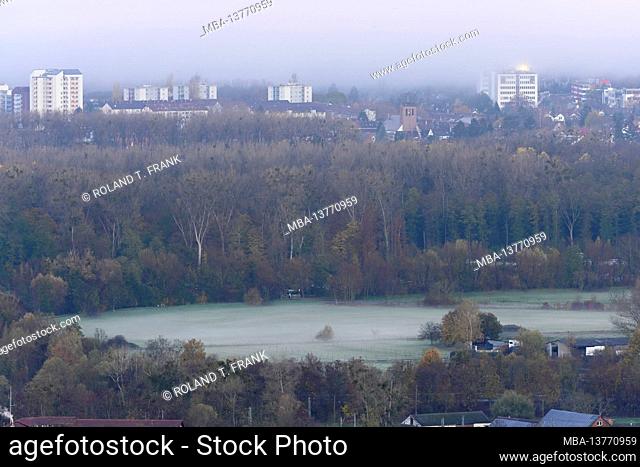 Germany, Baden-Wuerttemberg, Karlsruhe, view from the Turmberg to the Hub