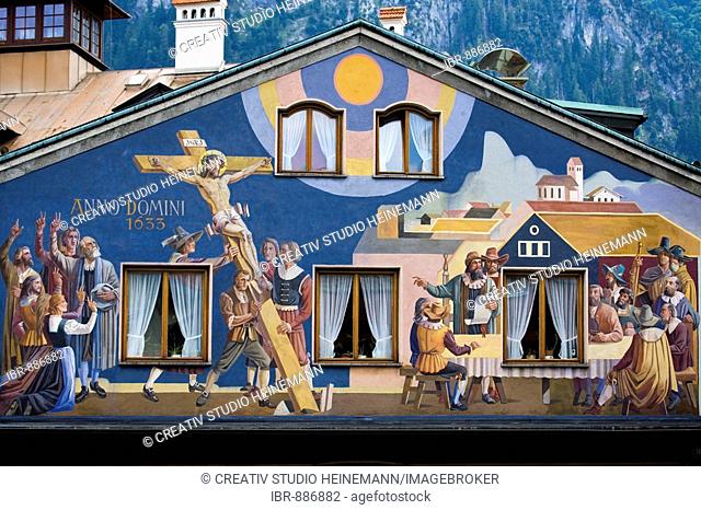Wall painting, Oberammergau, Upper Bavaria, Germany, Europe