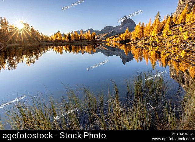 Lago Federa in golden autumn