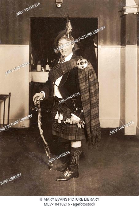 The Scottish entertainer Harry Lauder (Sir Henry Lauder, 1870-1950) at the Playhouse Theatre, where he appeared in a special matinee to raise funds for the...
