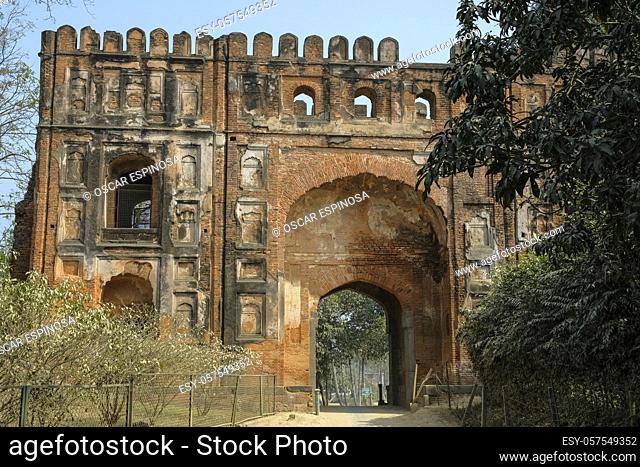 Lukochuri Darwaja ruins of the east gate of what was the capital of the Muslim Nawabs of Bengal in the 13th to 16th centuries in Gour, West Bengal, India