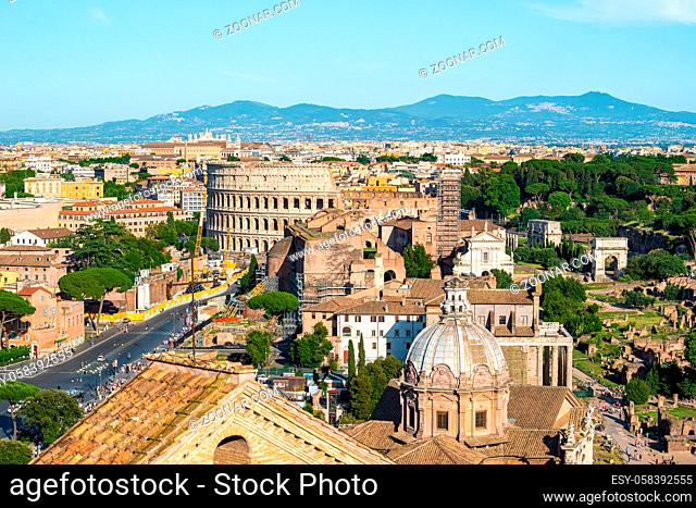 Colosseum and Basilica Santi Giovanni e Paolo in Rome