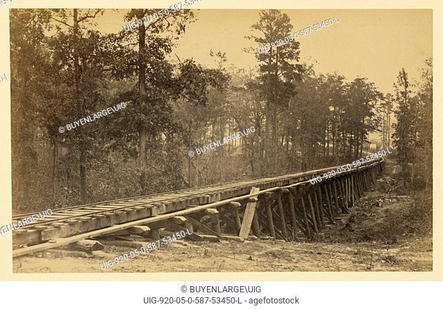 Railroad bridge with timber trestles 1863