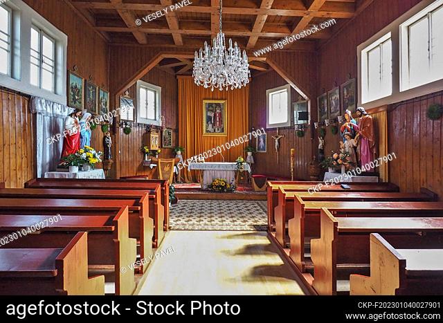Church of Saints Cyril and Methodius, sacral building made of wooden logs in Hrcava, Czech Republic, September 6, 2022. (CTK Photo/Pavel Vesely)