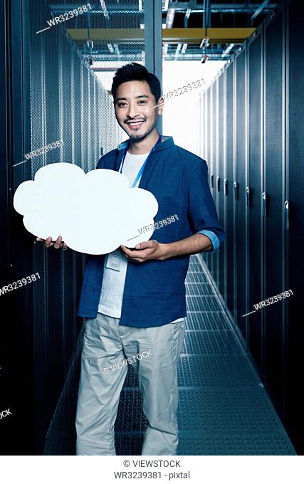 Technical personnel in the room with a cloud