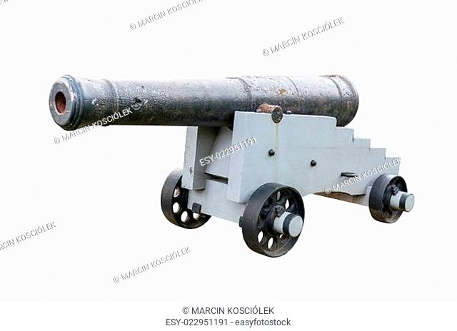 Old cannon isolated on white background