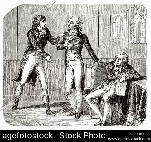 Member of the Revolutionary Convention of 1792. Triumvirate of Maximilien Robespierre [1758-1794), Georges Couthon (1756â
