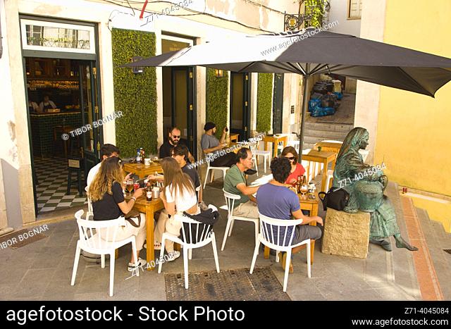 Portugal, Coimbra, cafe, people, street scene,