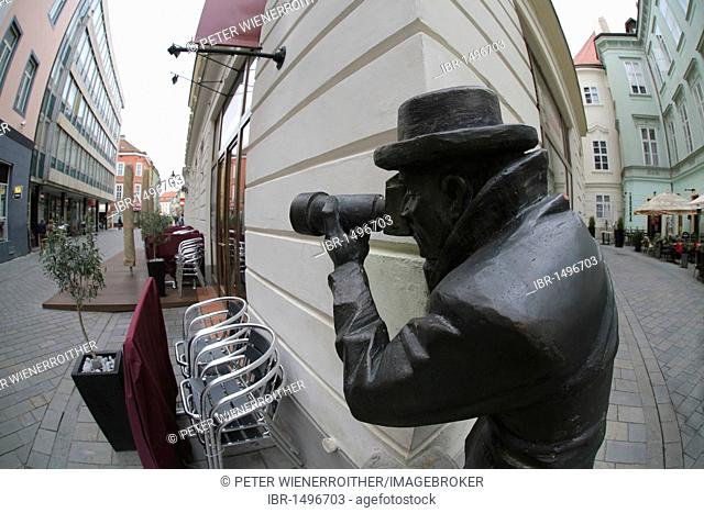 Statue of a photographer, Bratislava, Slovakia, Europe