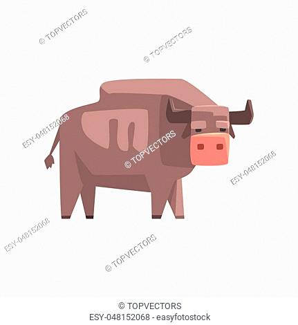 Grey Bull, Toy Simple Geometric Farm Cow Browsing, Funny Animal Vector  Illustration, Stock Vector, Vector And Low Budget Royalty Free Image. Pic.  ESY-048152068 | agefotostock