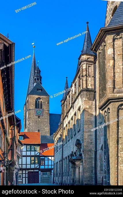 View of Market Church St Benedikti in Quedlinburg, Germany