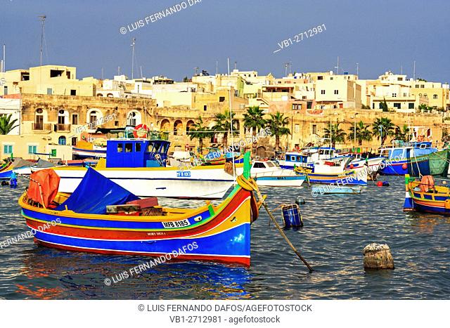Fishing boats at Marsaxlokk harbor Malta