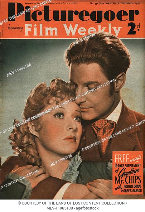 Picturegoer Nov 4, 1939 No. 441 Vol. 9 - Front Cover, Movie Stars, Robert Donat, Greer Garson