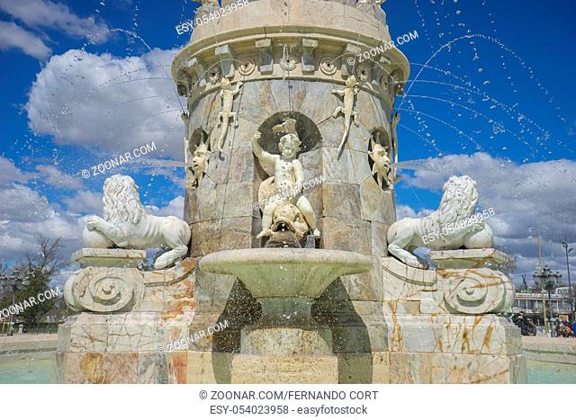 Aranjuez, Madrid, Spain. MARCH 25, 2018. Fountain of the Mariblanca de Aranjuez