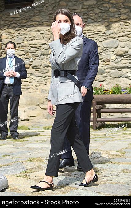 Queen Letizia of Spain attend Official Lunch offered by the Cap de Govern of Andorra during 2 day State visit to Principality of Andorra at Casa Rosell on March...