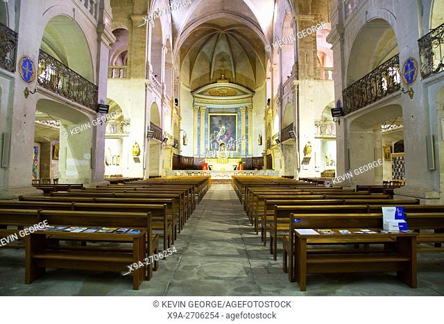 Altar and Nave of Cathedral Church; Uzes; Provence; France