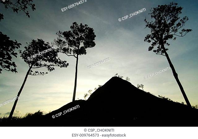 silhouette panorama of the Khao Chang Puek, Thong Pha Phum National Park, Thailand