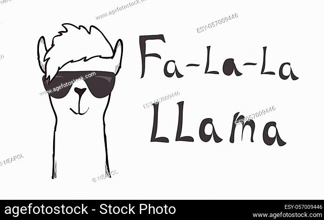 Simple alpaca head with sunglasses on white background. vector illustration for print, t shirt, fabric