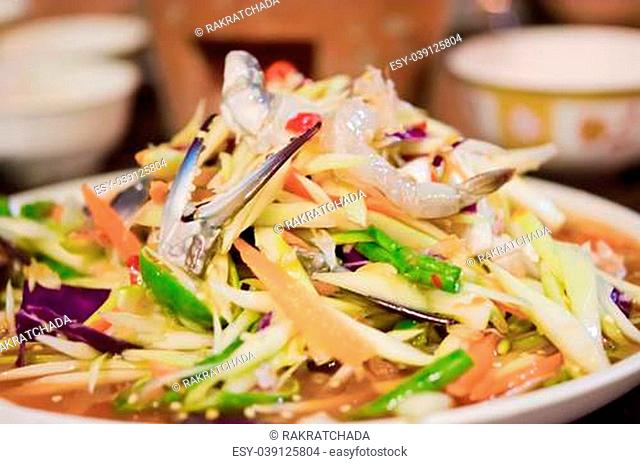 spicy mixed seafood salad , Thai cuisine