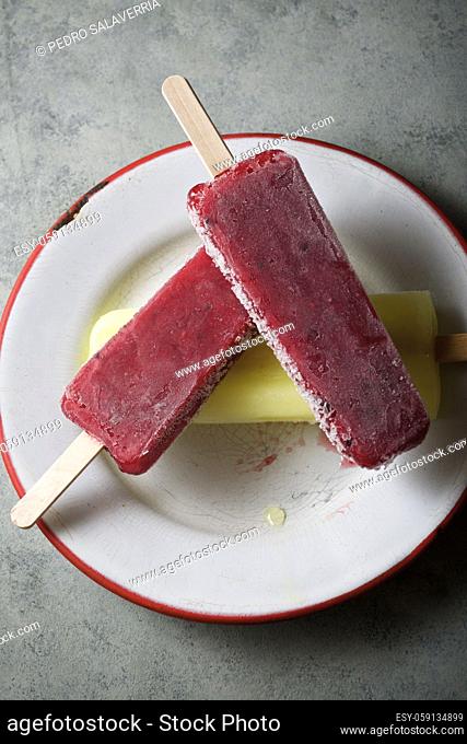 Close-up of some fruit popsicles