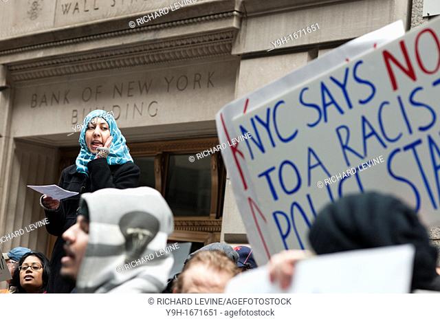Fordham University Law Students and their supporters protest in front of Cipriani Wall Street where NYPD Commissioner Ray Kelly was speaking to a Fordham...