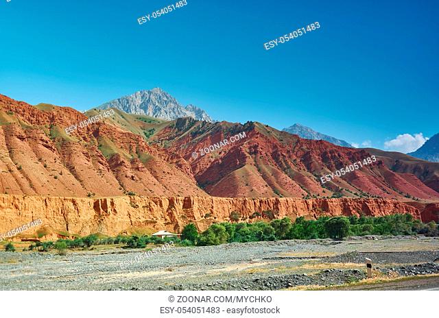 Rver valleys Gulcha , Pamir Highway, Kyrgyzstan, Central Asia