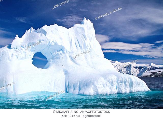 Iceberg detail in and around the Antarctic Peninsula during the summer months, Southern Ocean  MORE INFO An increasing number of icebergs is being created as...