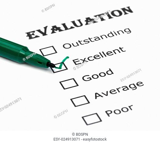 Evaluation sheet over white background
