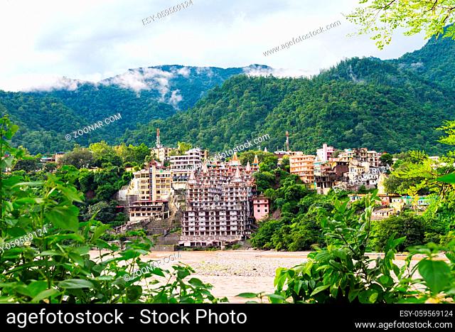 View of The City of Rishikesh and The Holy Ganges River in India