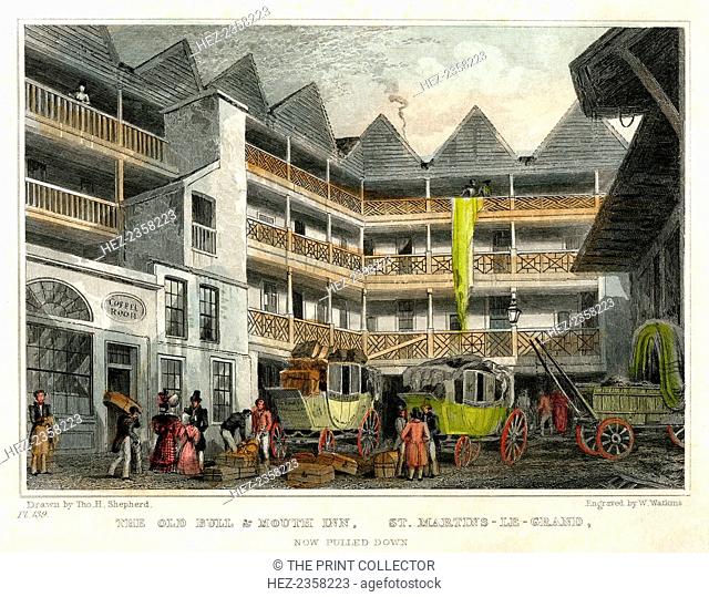 The old Bull and Mouth Inn, St Martin's le Grand, City of London, 1831