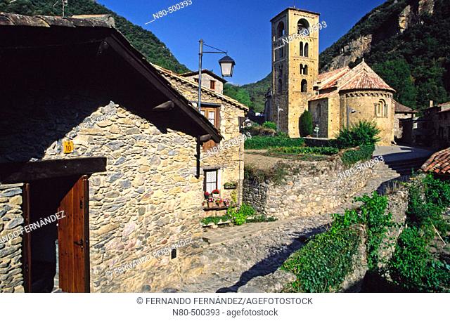 Romanesque church of Sant Cristòfol (s. XII), Beget. La Garrotxa Natural Park, Girona province,  Catalonia, Spain