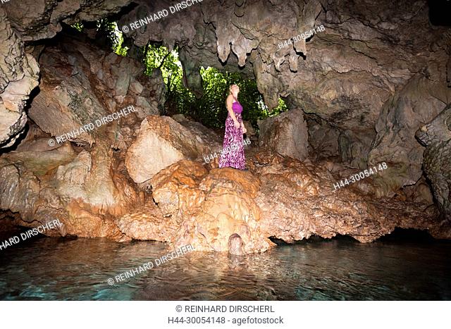 Tourist in The Grotto, Christmas Island, Australia