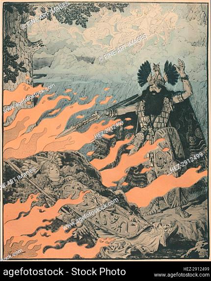 Premiere Poster for the opera The Valkyrie by Richard Wagner in the Opéra de Paris, 1893. Creator: Grasset, Eugène (1841-1917)