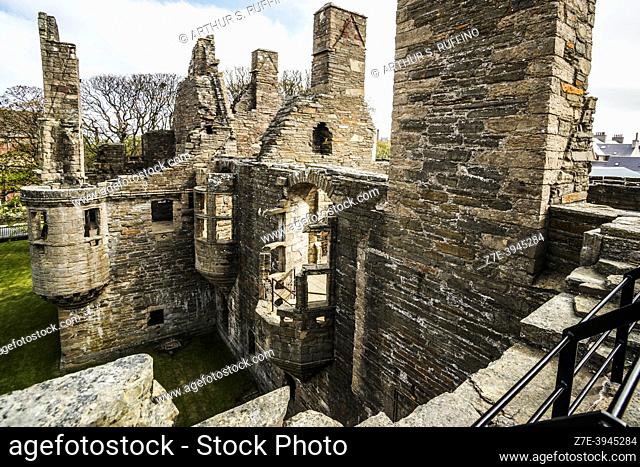 Architectural ruins of Earl's Palace. Kirkwall, Orkney Islands, Scotland, United Kingdom