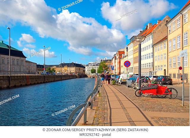 COPENHAGEN, DENMARK - AUGUST 22, 2014: Gammel strand in Copenhagen. The old street along the natural harbour in the center of Copenhagen
