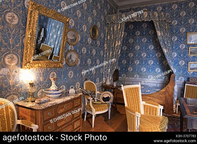 George Sandâ. . s blue room at the end of his life, House of George Sand , Nohant-Vic, Department of Indre, Historic Province of Berry