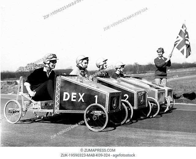 March 23, 1959 - London, England, U.K. - Rehearsal was held for the 'Gravity Power Grand Prix' between fromer debutantes and racing drivers