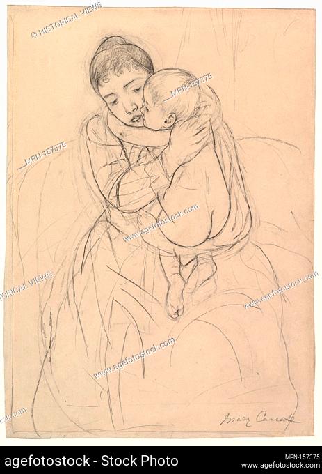 Maternal Caress. Artist: Mary Cassatt (American, Pittsburgh, Pennsylvania 1844-1926 Le Mesnil-Théribus, Oise); Date: ca. 1891; Medium: Compressed charcoal and...