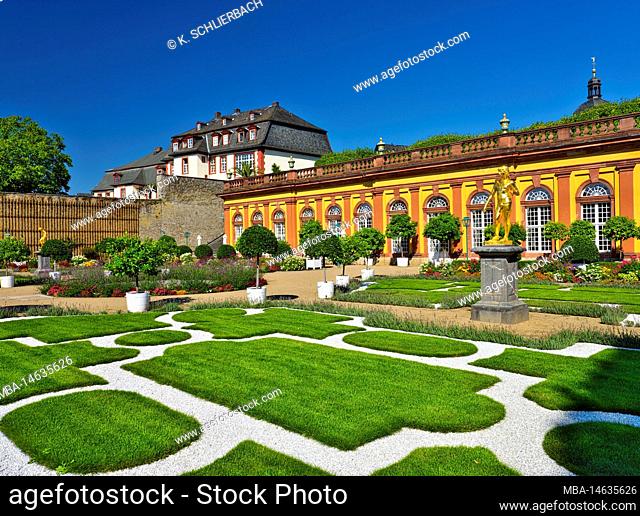 Europe, Germany, Hesse, County Limburg-Weilburg, City Weilburg, Lahntal, Castle Weilburg, Castle Park in front of the Lower Orangery (Upper Parterre)