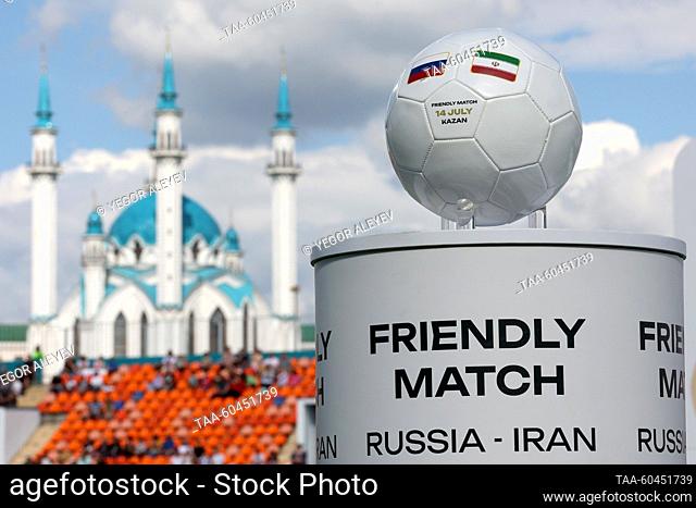 RUSSIA, KAZAN - JULY 14, 2023: An international friendly football match between Russia and Iran takes place at Tsentralny [Central] Stadium