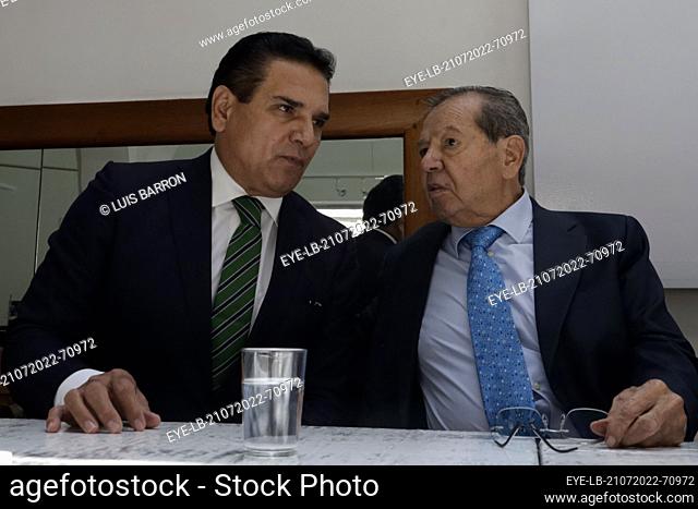 July 21, 2022, Mexico City, Mexico: Porfirio Muñoz Ledo and the former governor of the state of Michoacán, Silvano Aureoles Conejo during the launch of the...