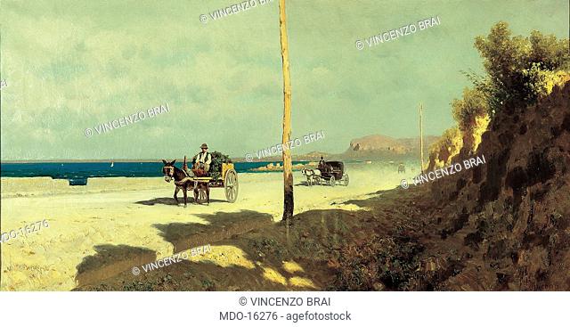 Summer in Sicily. Palermo, Via Romagnolo, by Lojacono Francesco, 1872, 19th Century, canvas. Italy; Sicily; Palermo; Mormino Foundation; Villa Zito
