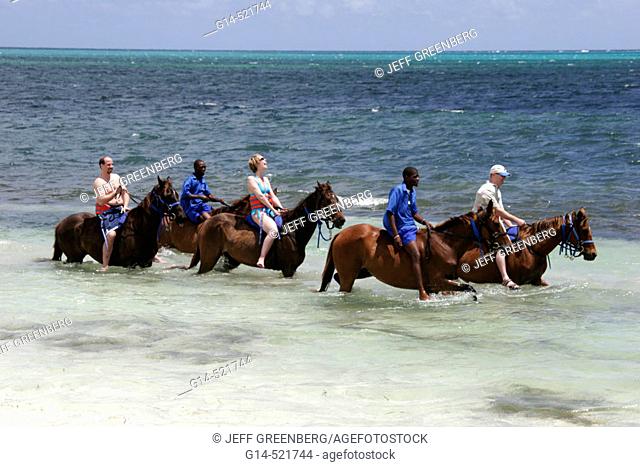 Atlantic Ocean, Indigenous Horse Shelter, horseback riding, surf. Grand Turk. Turks and Caicos