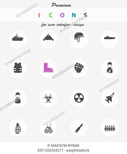Military vector icons for web sites and user interface