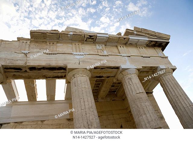 Entrance to the Acropolis, Columns detail, Athens, Greece