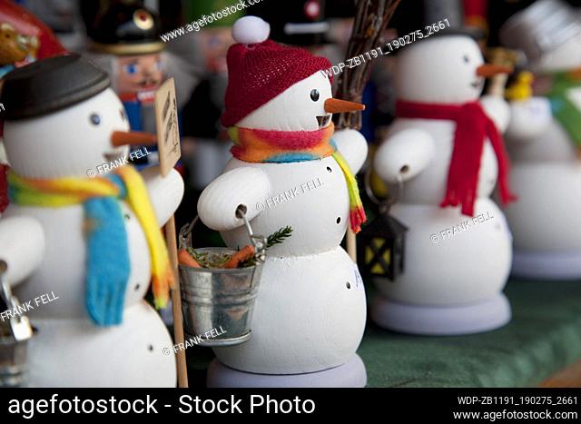 Germany, Baden Wurttemberg, Ludwigsburg; Marketplace; Christmas Market; Snowmen