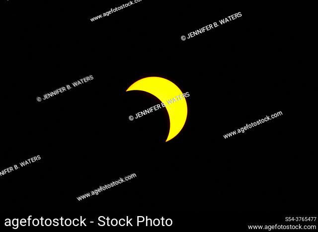 Solar eclipse prior to totality in Pedee, Oregon, USA