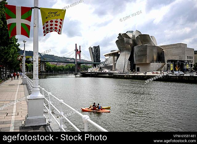 The Guggenheim Museum pictured during preparations ahead of the Tour de France cycling race, Wednesday 28 June 2023 in Bilbao, Spain